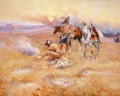 Blackfeet Burning Crow Buffalo Range - 查尔斯·马里安·拉塞尔